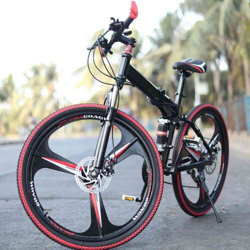 Walkontek Kaka001 Foldable Mountain Bicycle 21 Shimnao Gears 26 inch tyre  with Hydraulic Suspension (Black N Red)